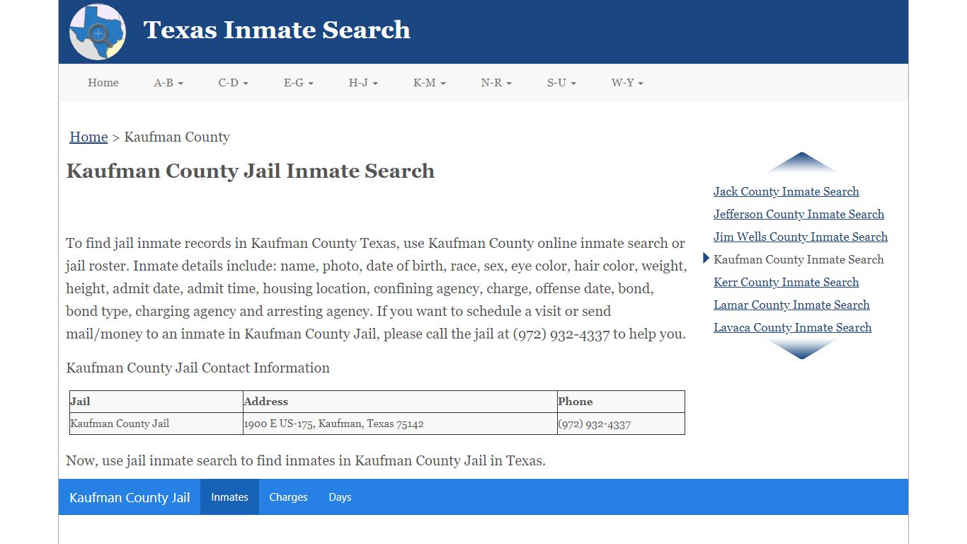 Kaufman County Jail Inmate Search